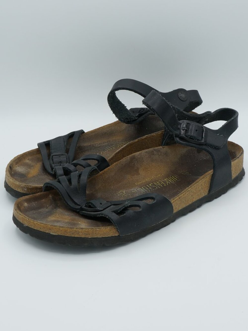 Birkenstock Bali Black Leather Strappy Sandals Women's Size 38 US 7-7.5 Reg